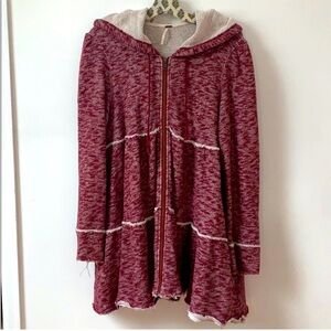 Free People Red Hooded Sweatshirt